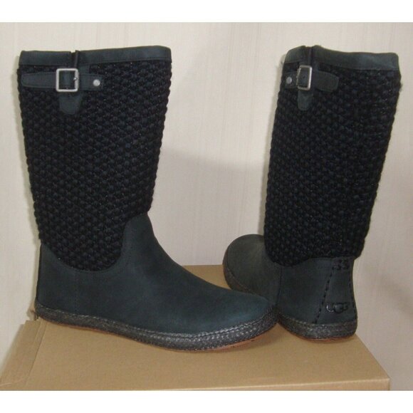UGG Lyza Black Wool Knit Boots Women's Size US 6 NIB 1014364 - Picture 1 of 8